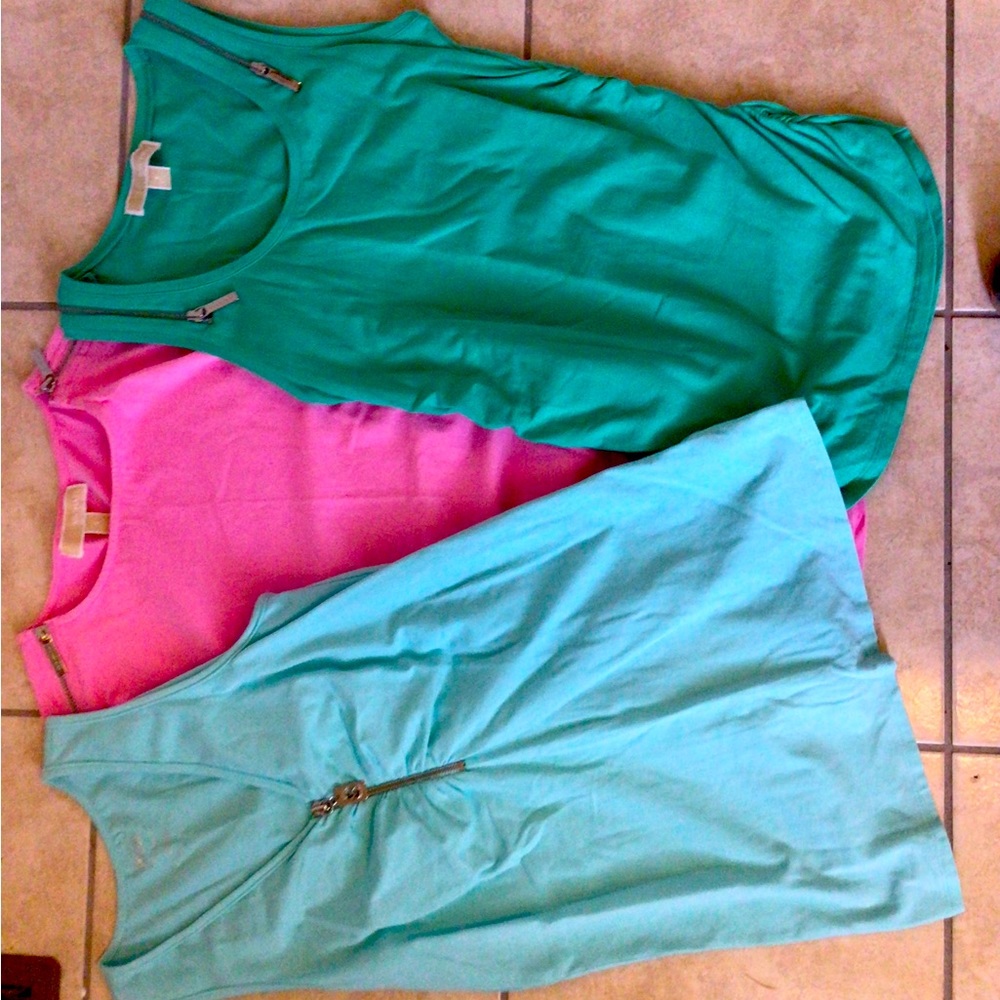 THREE MICHAEL KORS SLEEVELESS SUMMER TOPS.  VERY PRETTY.  ALL SIZE S